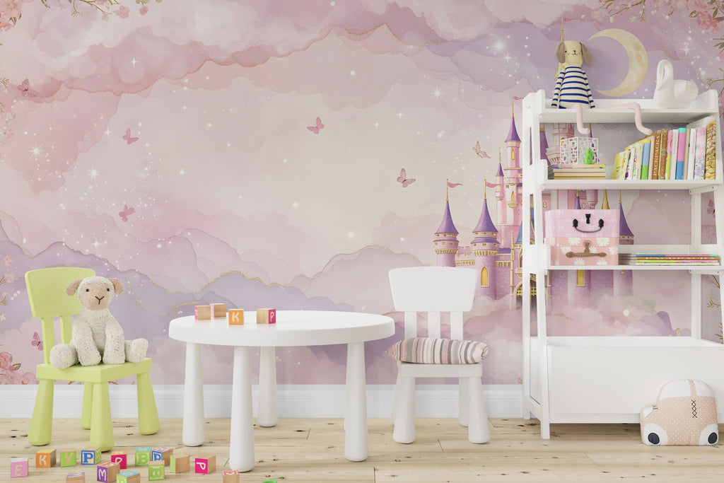 Princess Castle Wall Graphics Peel and Stick Girl room Wallpaper Nursery Self Adhesive Removable nursery wall decor Mural 589RS