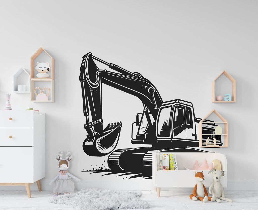 Excavator wall decal Construction Excavator Truck Wall Decal Kids Decal Custom Name Name Nursery wall Vinyl Sticker Decor 616RS