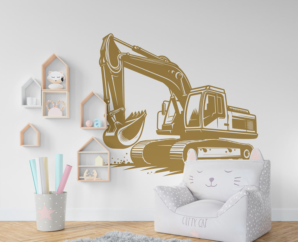 Excavator wall decal Construction Excavator Truck Wall Decal Kids Decal Custom Name Name Nursery wall Vinyl Sticker Decor 616RS