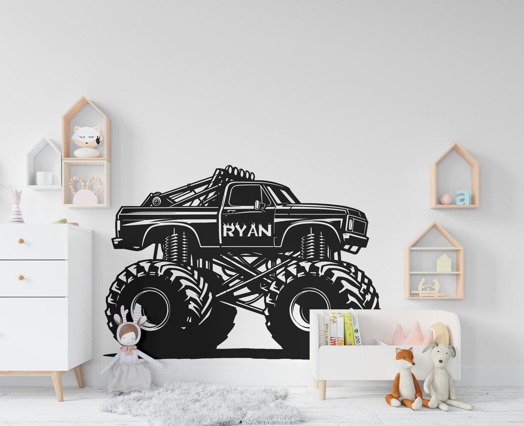 Monster Truck wall decal Monster Truck Wall Decal Kids Decal Custom Name Name Nursery wall Vinyl Sticker Decor 617RS