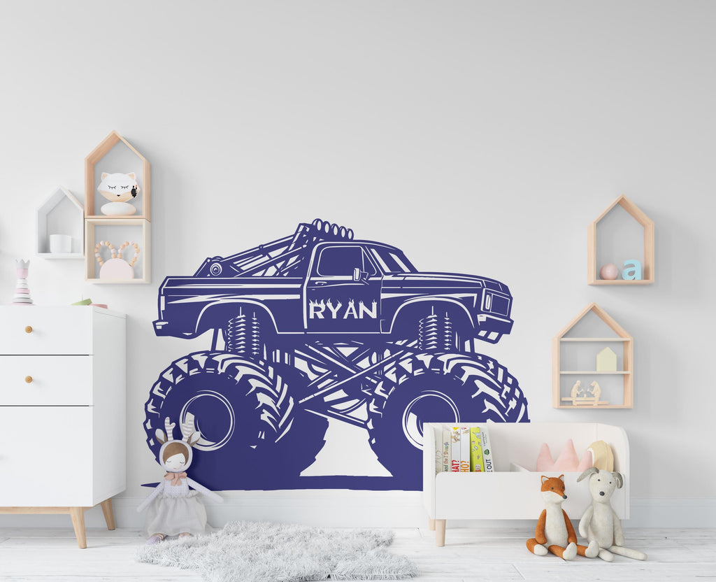 Monster Truck wall decal Monster Truck Wall Decal Kids Decal Custom Name Name Nursery wall Vinyl Sticker Decor 617RS
