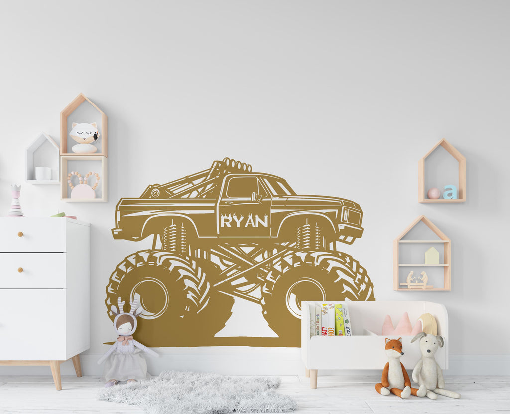 Monster Truck wall decal Monster Truck Wall Decal Kids Decal Custom Name Name Nursery wall Vinyl Sticker Decor 617RS