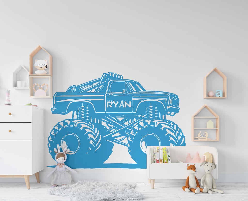 Monster Truck wall decal Monster Truck Wall Decal Kids Decal Custom Name Name Nursery wall Vinyl Sticker Decor 617RS