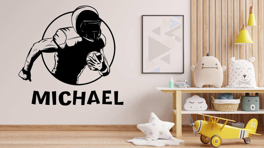 Large Custom Name American Football wall decal Sport Wall Decal Kids Decal Personalized Gifts wall Vinyl Wall Sticker Boy Room 623LU