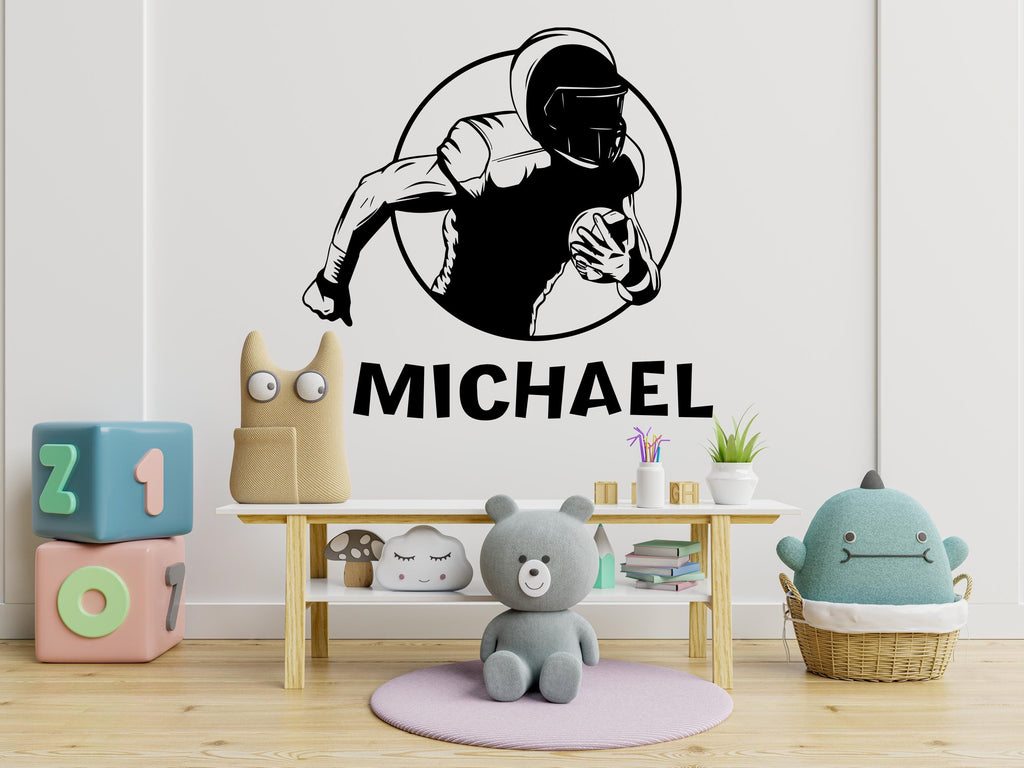 Large Custom Name American Football wall decal Sport Wall Decal Kids Decal Personalized Gifts wall Vinyl Wall Sticker Boy Room 623LU