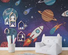 Load image into Gallery viewer, Space Wall Decal | Galaxy Wall Mural | Outer Space Wallpaper | Celestial Stars and Planets Wall Art | Astronomy Room Decor 590RS