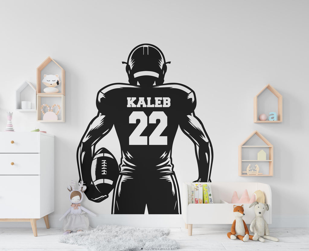 Large Custom Name American Football wall decal Sport Wall Decal Kids Decal Personalized Gifts wall Vinyl Wall Sticker Boy Room 591RS