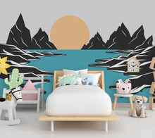 Load image into Gallery viewer, River Rocks Sun Wall Graphics Peel and Stick Nature Room Wallpaper Nursery Self Adhesive Nursery Wall Decor Mural 627LU