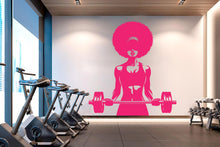 Load image into Gallery viewer, Gym Wall Decal Afro Girl Power fitness Quote Decor Workout Art Vinyl Gym Wall Stickers Bedroom Gym Workout Girl Motivation Crossfit 624RS