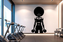 Load image into Gallery viewer, Gym Wall Decal Afro Girl Power fitness Quote Decor Workout Art Vinyl Gym Wall Stickers Bedroom Gym Workout Girl Motivation Crossfit 626RS