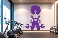 Load image into Gallery viewer, Gym Wall Decal Afro Girl Power fitness Quote Decor Workout Art Vinyl Gym Wall Stickers Bedroom Gym Workout Girl Motivation Crossfit 627RS