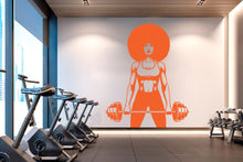 Load image into Gallery viewer, Gym Wall Decal Afro Girl Power fitness Quote Decor Workout Art Vinyl Gym Wall Stickers Bedroom Gym Workout Girl Motivation Crossfit 627RS