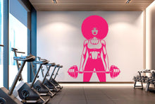 Load image into Gallery viewer, Gym Wall Decal Afro Girl Power fitness Quote Decor Workout Art Vinyl Gym Wall Stickers Bedroom Gym Workout Girl Motivation Crossfit 627RS