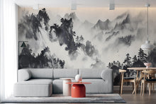 Load image into Gallery viewer, Mountain Foggy Wall Graphics Peel and Stick Forest room Wallpaper Nursery Self Adhesive Removable nursery wall decor Mural 600RS