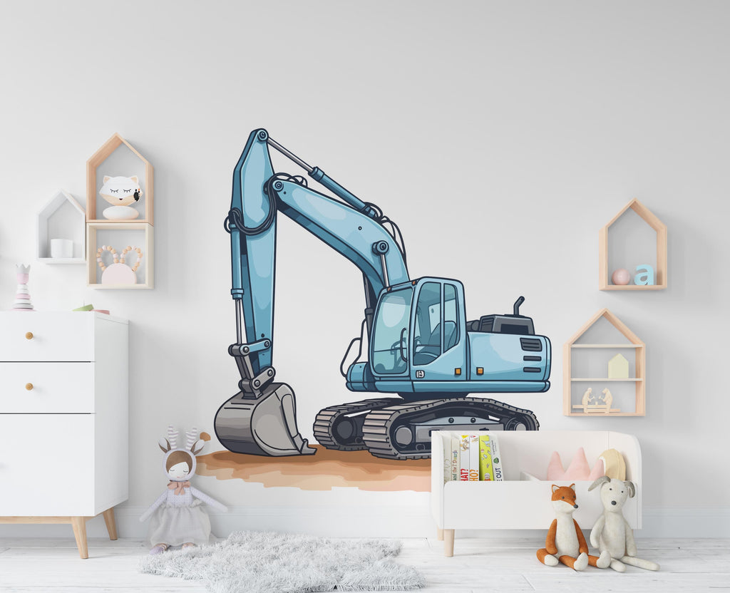 Excavator wall decal Construction Excavator Truck Wall Decal Kids Decal Custom Name Name Nursery wall Vinyl Sticker Decor 602RS