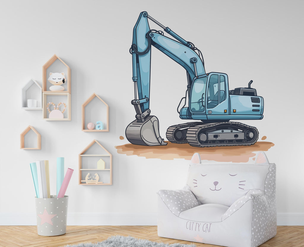 Excavator wall decal Construction Excavator Truck Wall Decal Kids Decal Custom Name Name Nursery wall Vinyl Sticker Decor 602RS