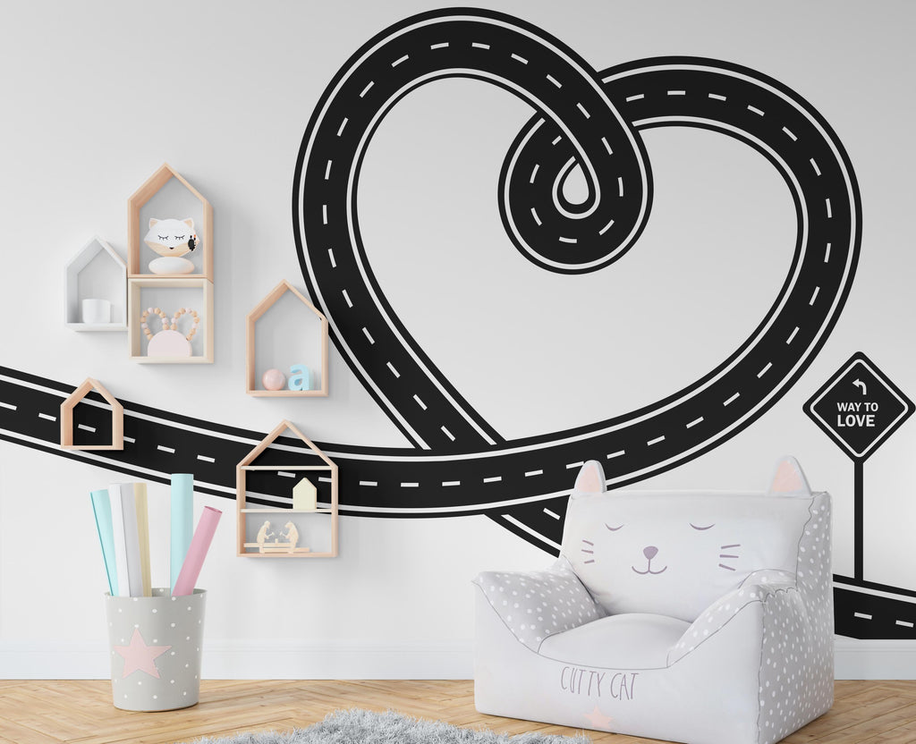 Love Road Wall Decal: Highway Vinyl Sticker for Kids Playroom 603RS