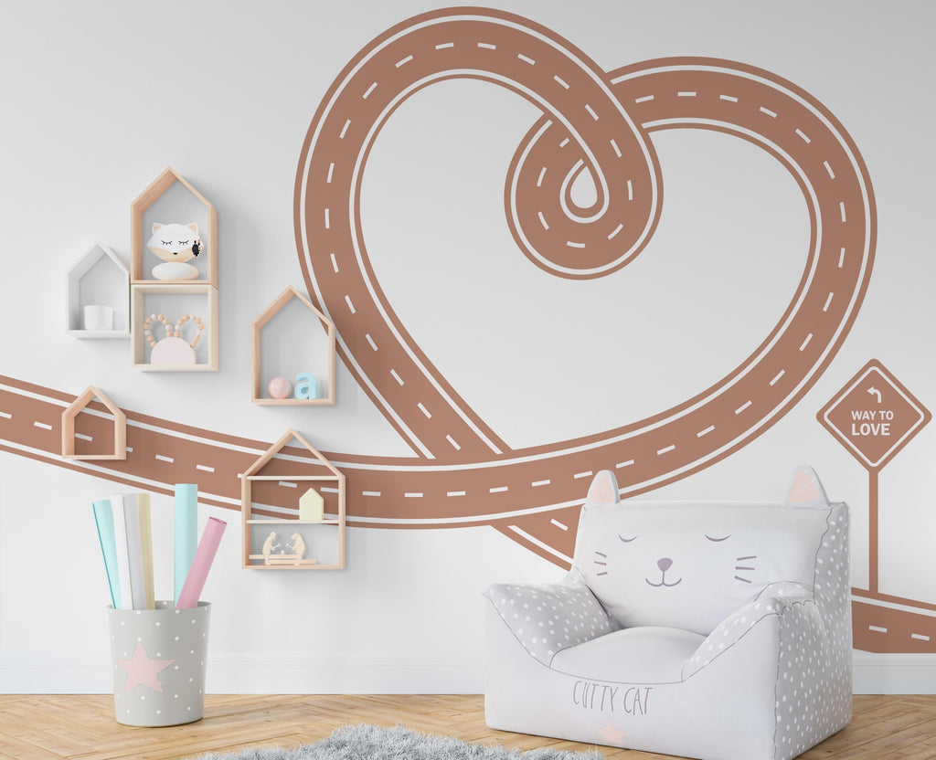Love Road Wall Decal: Highway Vinyl Sticker for Kids Playroom 603RS