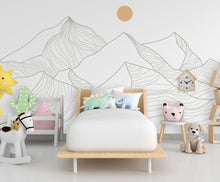 Load image into Gallery viewer, Minimalist Mountain Line Art Wall Decal – Boho Colorful Nature Decor – Modern Home Accent – Nursery Mountain Wall Sticker, Kids Room 609LU