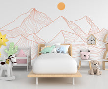 Load image into Gallery viewer, Minimalist Mountain Line Art Wall Decal – Boho Colorful Nature Decor – Modern Home Accent – Nursery Mountain Wall Sticker, Kids Room 609LU