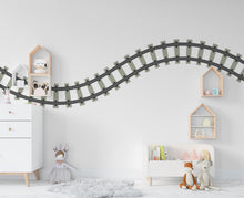 Load image into Gallery viewer, Railroad train Wall Decal Highway Vinyl Sticker Track Route Wall Decor Kids Playroom Boys Room Wall Art Train Bedroom Mural Sticker 606RS