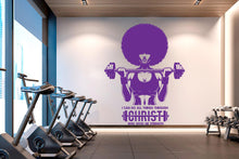 Load image into Gallery viewer, With Gods all things are Possible Afro American Fitness Wall Decal Afro Girl Workout Wall Decal Gym Wall Decor Motivational Wall Decal 632RS