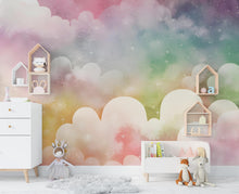 Load image into Gallery viewer, Colorful Cloud Wall Graphics Peel and Stick Cloud room Wallpaper Nursery Self Adhesive nursery wall decor Mural 633RS