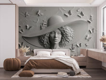 Load image into Gallery viewer, 3D Textured Wall Mural – Woman in Sculptural Relief with Butterflies room Wallpaper nursery wall decor Mural 608RS
