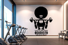 Load image into Gallery viewer, With Gods all things are Possible Afro American Fitness Wall Decal Afro Girl Workout Wall Decal Gym Wall Decor Motivational Wall Decal 632RS
