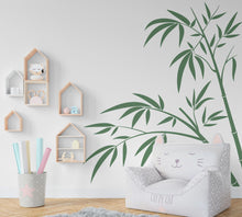Load image into Gallery viewer, Bamboo Wall Decal, Green Bamboo Stick with Leaves, Nature-Inspired Wall Art, Modern Home Decor, Eco-Friendly Wall Sticker Living Room 613LU