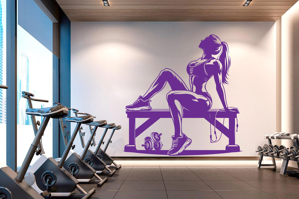 Gym Wall Decal Afro Girl Power fitness Quote Decor Workout Art Vinyl Gym Wall Stickers Bedroom Gym Workout Girl Motivation Crossfit 634RS