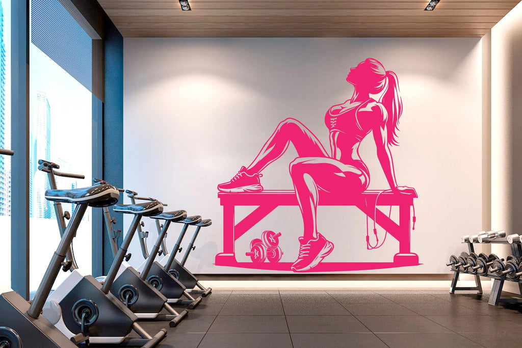 Gym Wall Decal Afro Girl Power fitness Quote Decor Workout Art Vinyl Gym Wall Stickers Bedroom Gym Workout Girl Motivation Crossfit 634RS
