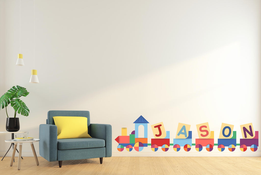Personalized Name Train Wall Decal, Kids Name Wall Sticker, Nursery Train Wall Art, Custom Baby Name Decor, Boys Room Wall Decal 632LU