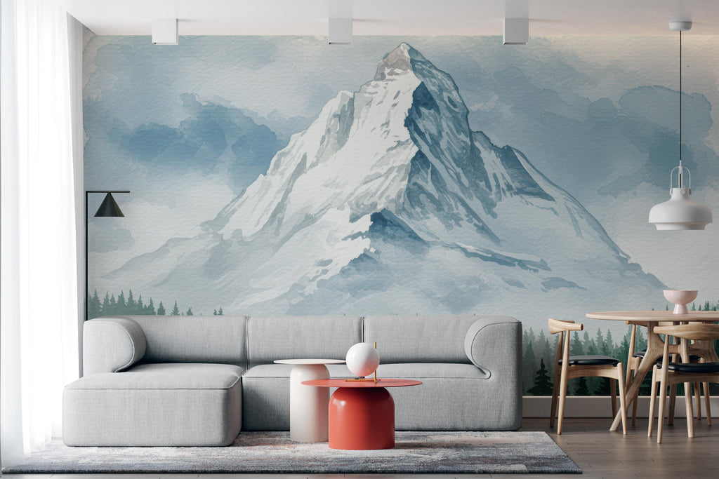 Mountain Snow Wall Graphics River Peel and Stick Forest room Wallpaper Nursery Self Adhesive Removable nursery wall decor Mural 639RS