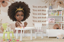 Load image into Gallery viewer, Afro Princess Room Wall Graphics Peel and Stick Girl room Wallpaper Nursery Self Adhesive Removable nursery wall decor Mural 609RS