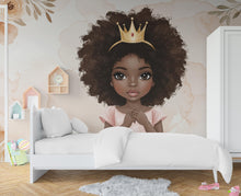 Load image into Gallery viewer, Afro Princess Room Wall Graphics Peel and Stick Girl room Wallpaper Nursery Self Adhesive Removable nursery wall decor Mural 610RS