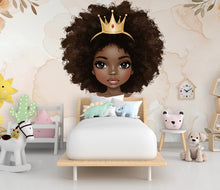 Load image into Gallery viewer, Afro Princess Room Wall Graphics Peel and Stick Girl room Wallpaper Nursery Self Adhesive Removable nursery wall decor Mural 610RS