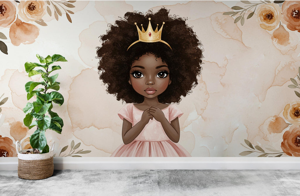Afro Princess Room Wall Graphics Peel and Stick Girl room Wallpaper Nursery Self Adhesive Removable nursery wall decor Mural 610RS