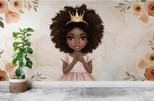 Load image into Gallery viewer, Afro Princess Room Wall Graphics Peel and Stick Girl room Wallpaper Nursery Self Adhesive Removable nursery wall decor Mural 610RS