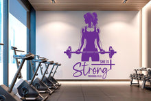 Load image into Gallery viewer, She is Strong Gym Wall Decal Afro Girl Power fitness Quote Decor Workout Art Vinyl Gym Wall Stickers Bedroom Gym Workout Girl Crossfit 640RS