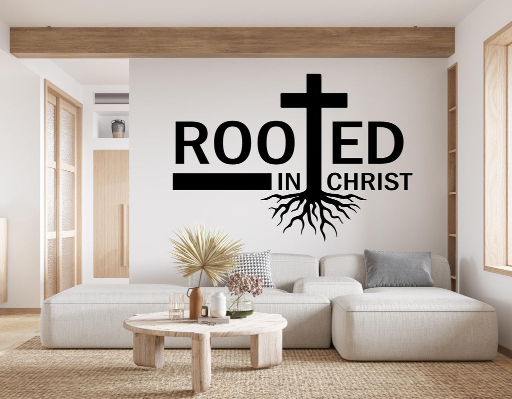 Rooted in Christ, Religious Wall Sign, Christian Wall Words, Church Sanctuary Wall Art, Church Wall Decor, Religious Wall Art 641RS