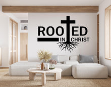 Load image into Gallery viewer, Rooted in Christ, Religious Wall Sign, Christian Wall Words, Church Sanctuary Wall Art, Church Wall Decor, Religious Wall Art 641RS