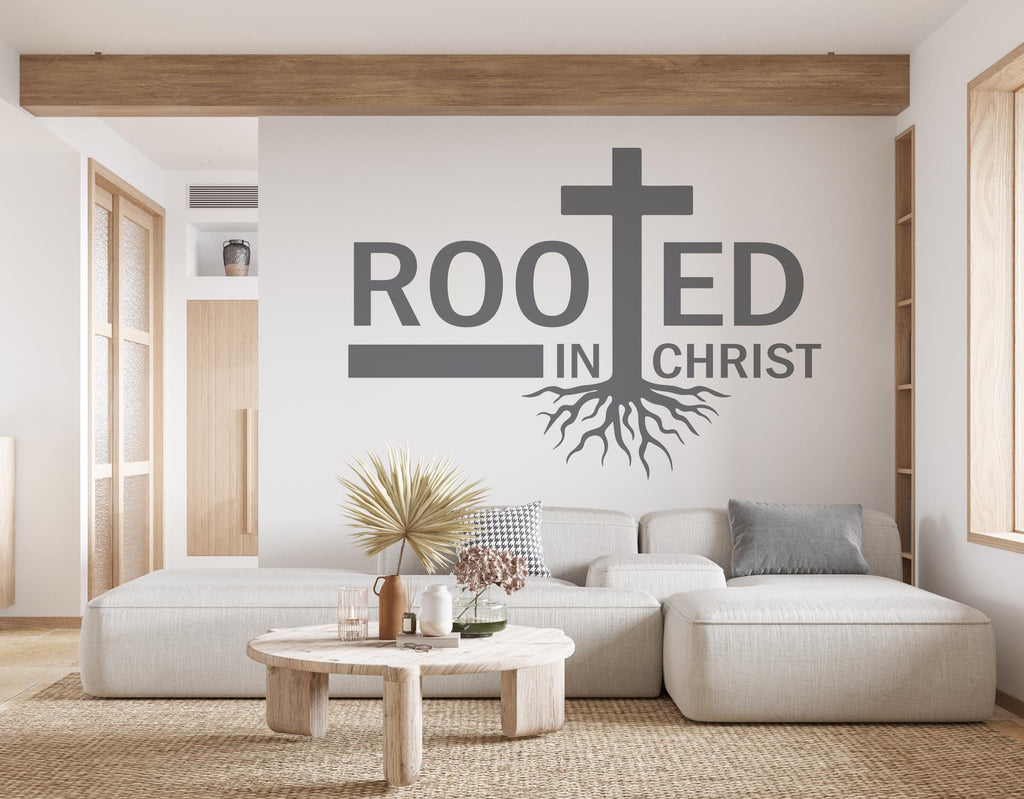 Rooted in Christ, Religious Wall Sign, Christian Wall Words, Church Sanctuary Wall Art, Church Wall Decor, Religious Wall Art 641RS