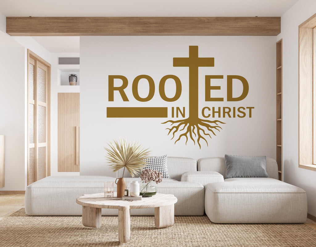 Rooted in Christ, Religious Wall Sign, Christian Wall Words, Church Sanctuary Wall Art, Church Wall Decor, Religious Wall Art 641RS