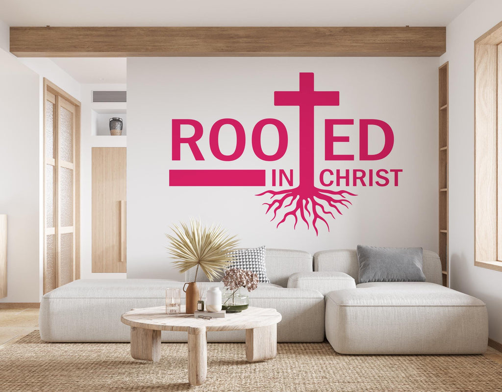 Rooted in Christ, Religious Wall Sign, Christian Wall Words, Church Sanctuary Wall Art, Church Wall Decor, Religious Wall Art 641RS