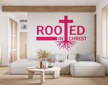 Load image into Gallery viewer, Rooted in Christ, Religious Wall Sign, Christian Wall Words, Church Sanctuary Wall Art, Church Wall Decor, Religious Wall Art 641RS