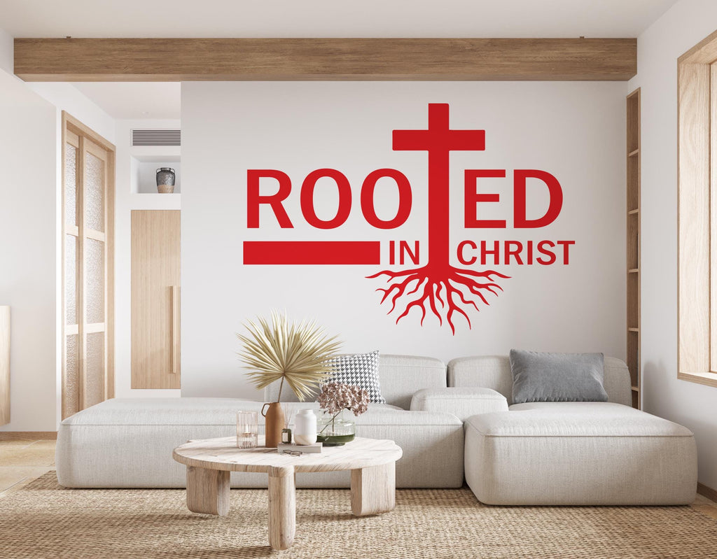 Rooted in Christ, Religious Wall Sign, Christian Wall Words, Church Sanctuary Wall Art, Church Wall Decor, Religious Wall Art 641RS