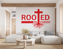 Load image into Gallery viewer, Rooted in Christ, Religious Wall Sign, Christian Wall Words, Church Sanctuary Wall Art, Church Wall Decor, Religious Wall Art 641RS