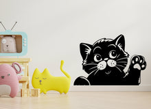 Load image into Gallery viewer, Peeking Cat Wall Art Decal, Cat wall decals, Gift for Kids, Grooming wall decor, Veterinary decals, Pet shop cat wall vinyl decal 635LU