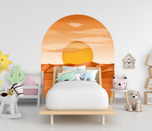 Load image into Gallery viewer, Desert Sunset Wall Arch Decal, Camels Desert Sun, Tranquil Desert Landscape | Earth Tone Home Decor, Headboard Decor, Wall Arch Decal 618LU
